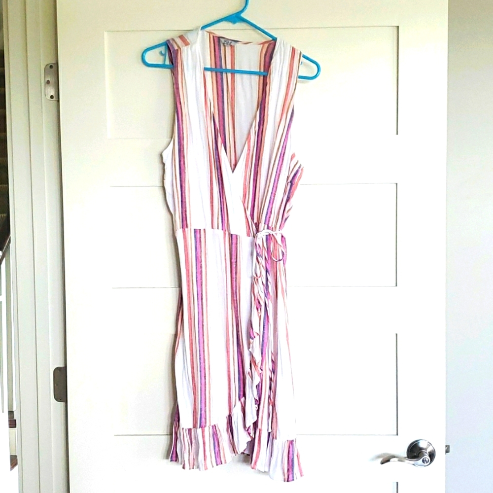 Rails striped, sleeveless wrap dress